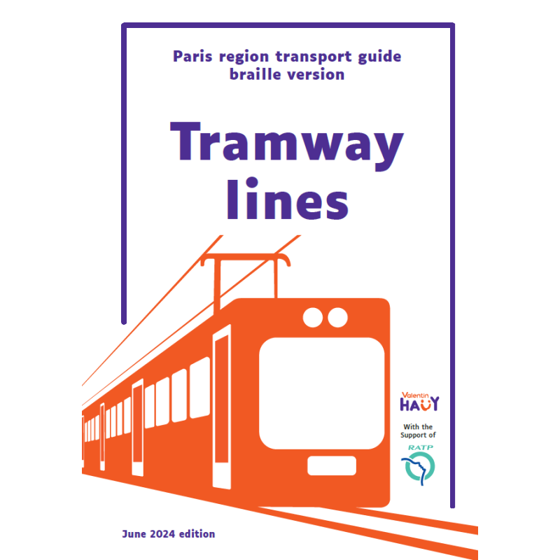 Tramway parisien 2024 par lignes braille pour non-voyants anglais- Avh