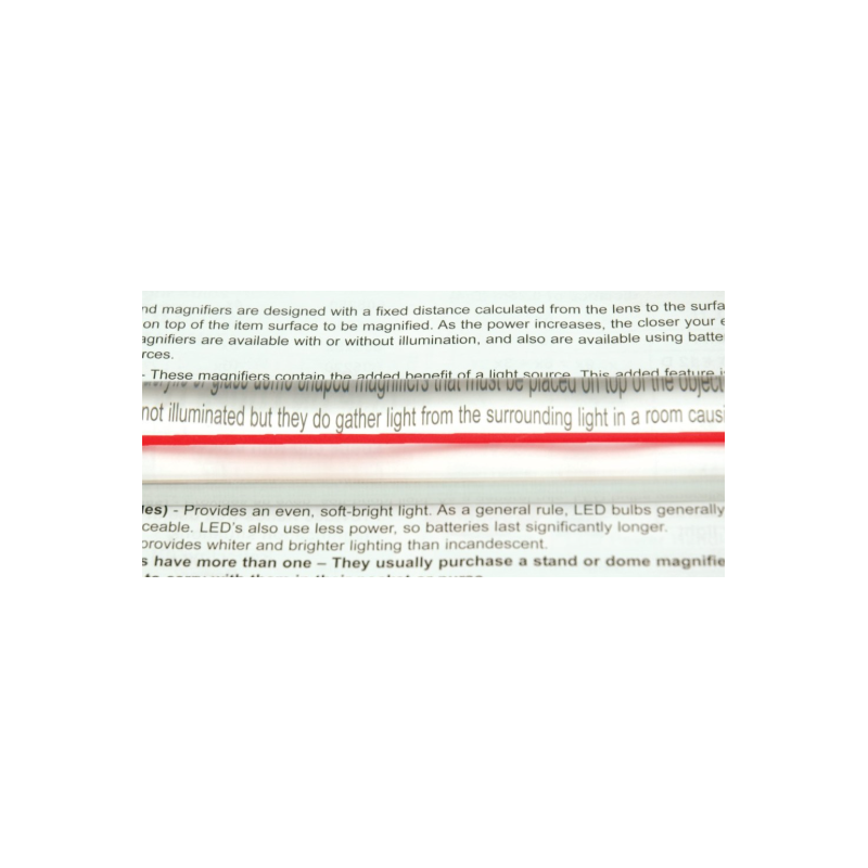 Loupe réglette 1.5x avec ligne repère rouge pour malvoyants - Avh