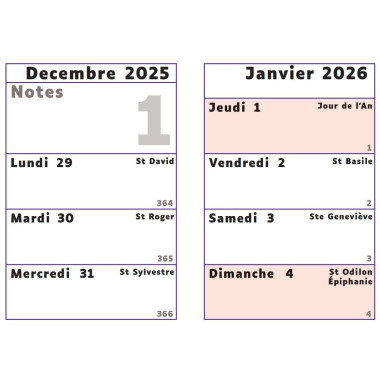 Recharge agenda AVH grands caractères format A4 pour malvoyants