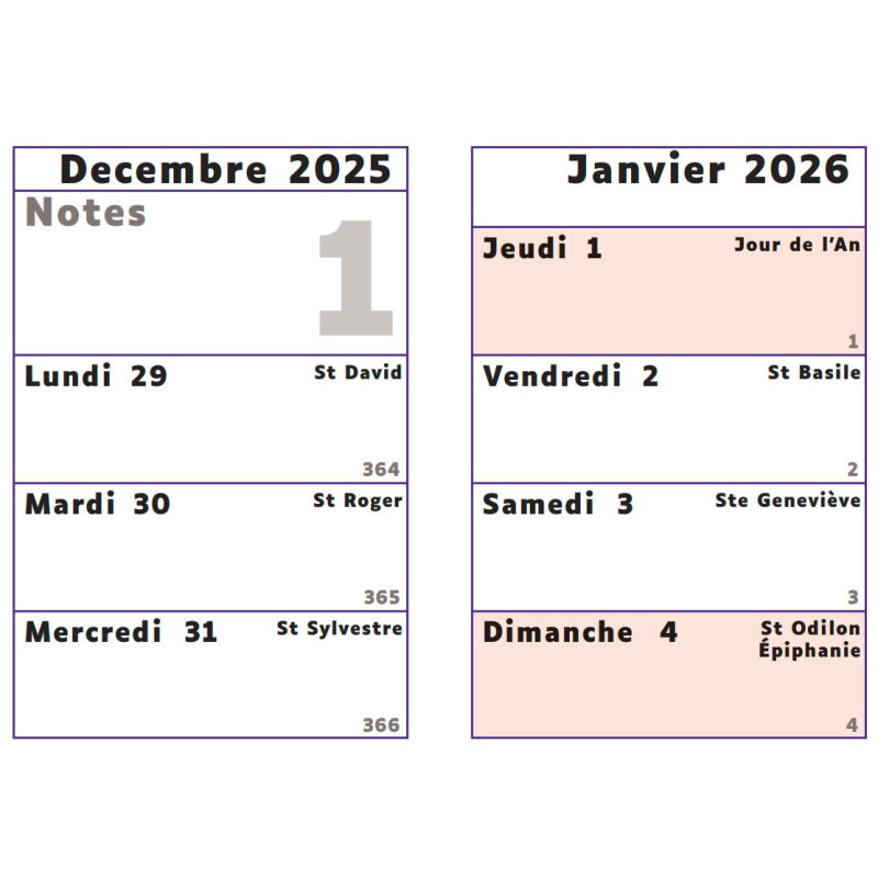 Recharge agenda AVH grands caractères format A4 pour malvoyants - image 1 sur 4