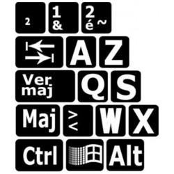 Caractères agrandis pour clavier de PC, blanc sur fond noir